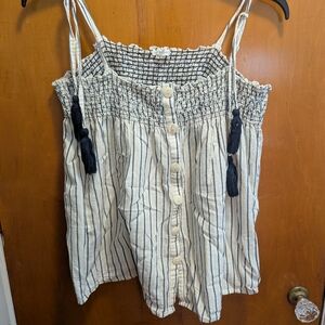 Maurices Black and Cream Striped Sleeveless Blouse